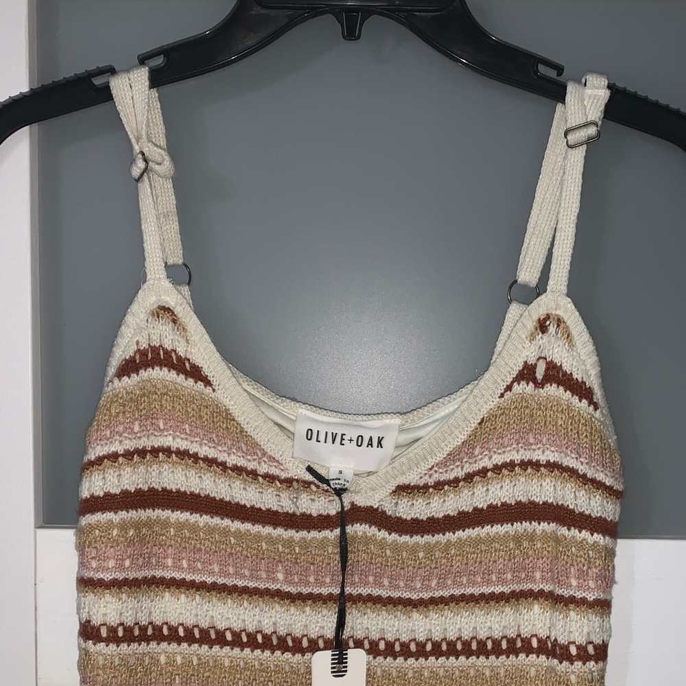 Olive & Oak Beige Striped Midi Dress - Picture 5 of 9